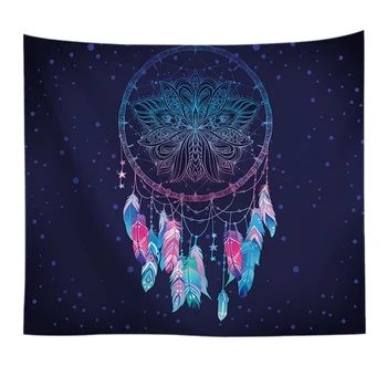 

Dream Catcher Tapestry Vintage Painting with Feather Pattern Bedroom Decoration Cloth Livingroom Background Cloth-Purple