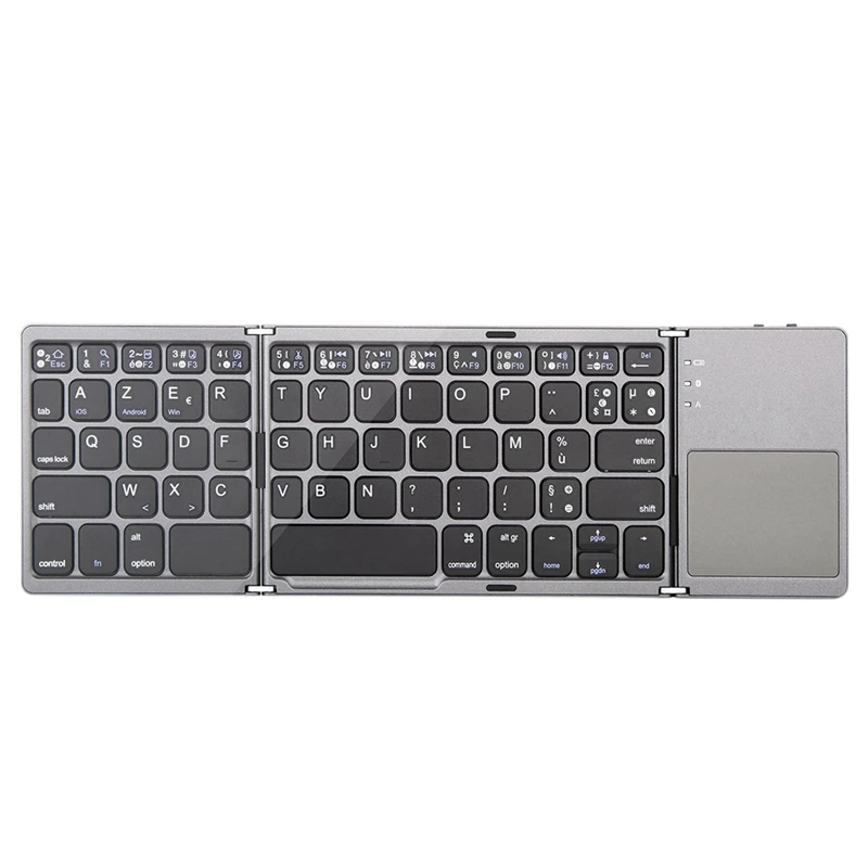 

French Keyboard Foldable Bluetooth 3.0 With Touchpad Wireless Keyboard Black Plastic + Metal