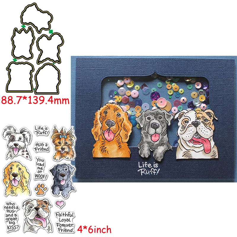 Жизнь это Руф! Die Cut + прозрачный штамп ОЧАРОВАТЕЛЬНЫЕ СОБАКИ и фразы штампы для