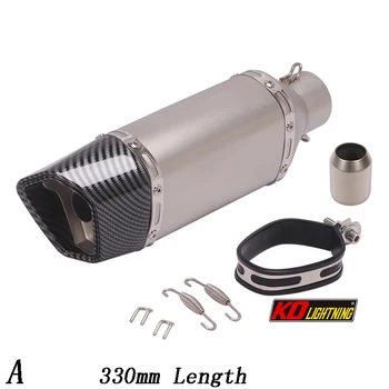 51mm Universal Motorcycle Exhaust Tail Pipe With Silencer Stainless Steel 330/385/485mm Modified For ATV Street Bike