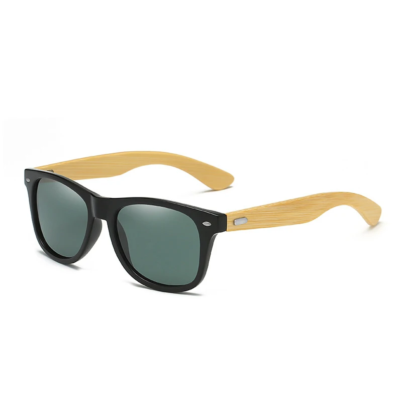 C1 black dark green HBK, винтажные деревянные солнцезащитные очки для мужчин и женщин, бамбуковые солнцезащитные очки, фирменный дизайн, классические очки, заклепка зеркало, солнцезащитные очки - Цвет линз: C1 black dark green