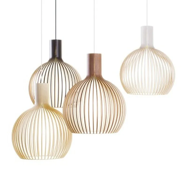 

Nordic Solid Wood E27 Pendant Lamps Modern Personality Hand Woven Bamboo Dining Room Bedroom Bar Creative Hanging Light Fixtures