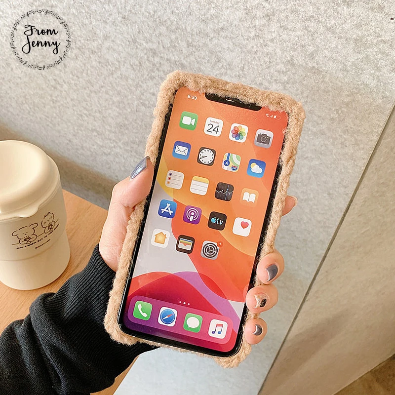 От Дженни мультфильм животное для-iPhone 11 Pro x xr xs max 7 8 Plus сплошной цвет плюшевый телефон защитный мягкий чехол