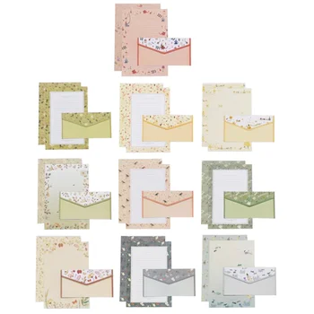 

10Sets Envelopes Letter Paper Creative Printing Flower Stationery Invitation Letter Set Writing Paper for Christmas Holiday