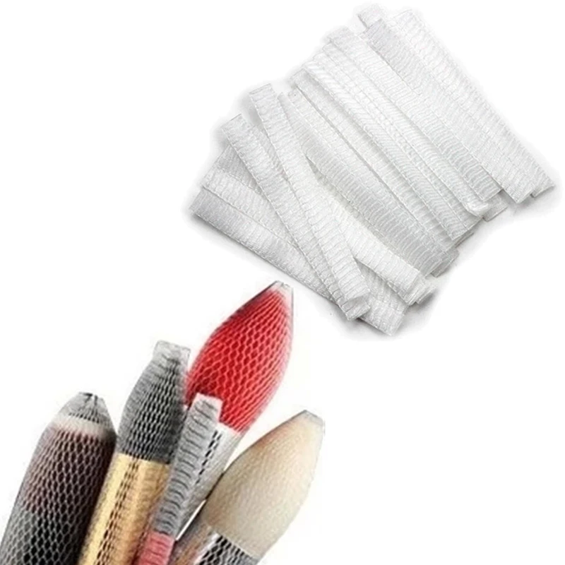 

10/20/30Pcs Cosmetic Makeup Brushes Guards Mesh Protectors Cover Sheath Net White