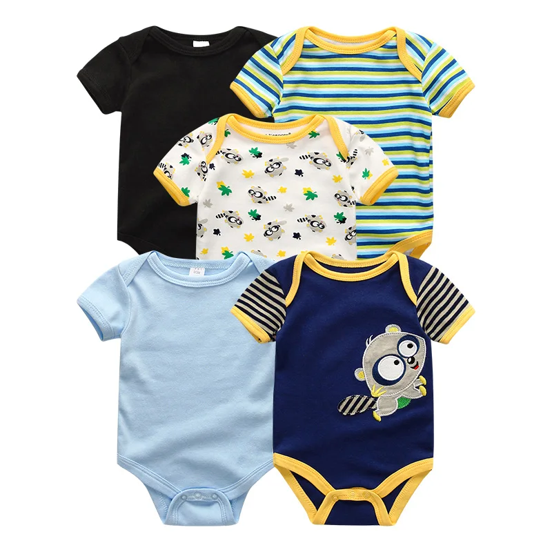 5122 Baby Boy Распродажа; 5 шт.; детские комбинезоны; хлопковая одежда с короткими рукавами для младенцев; Детский комбинезон с рисунком; Одежда для маленьких мальчиков и девочек - Цвет: 5122 Baby Boy