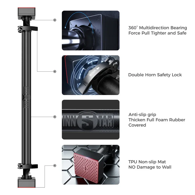 INNSTAR Pull-up Bar 360 Self-locking Door Wall Horizontal Bar Workout Sport 400kg Adjustable Training Bars Fitness Gym Equipment