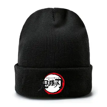 

Demon Slayer Kimetsu no Yaiba Cap Anime Baseball Caps Knitted Winter Warm Hats Men Women Boys Girls Elastic Black