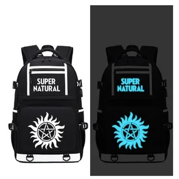 

Supernatural SPN Evil Backpack USB Port Rucksack Bag Snake Pattern Teenager Student School Bags travel Shoulder Laptop Bag
