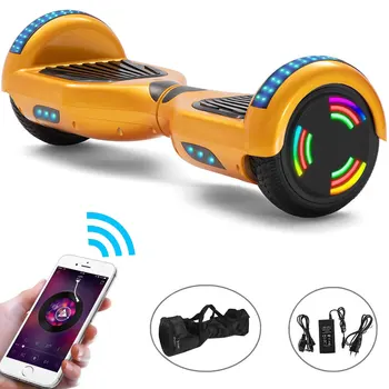 

Discount 6.5 Inch Gold Electric Scooter 2 Wheels Hoverboard LED Bluetooth Self Balance Scooter Balance Skateboard For Kids+Bag