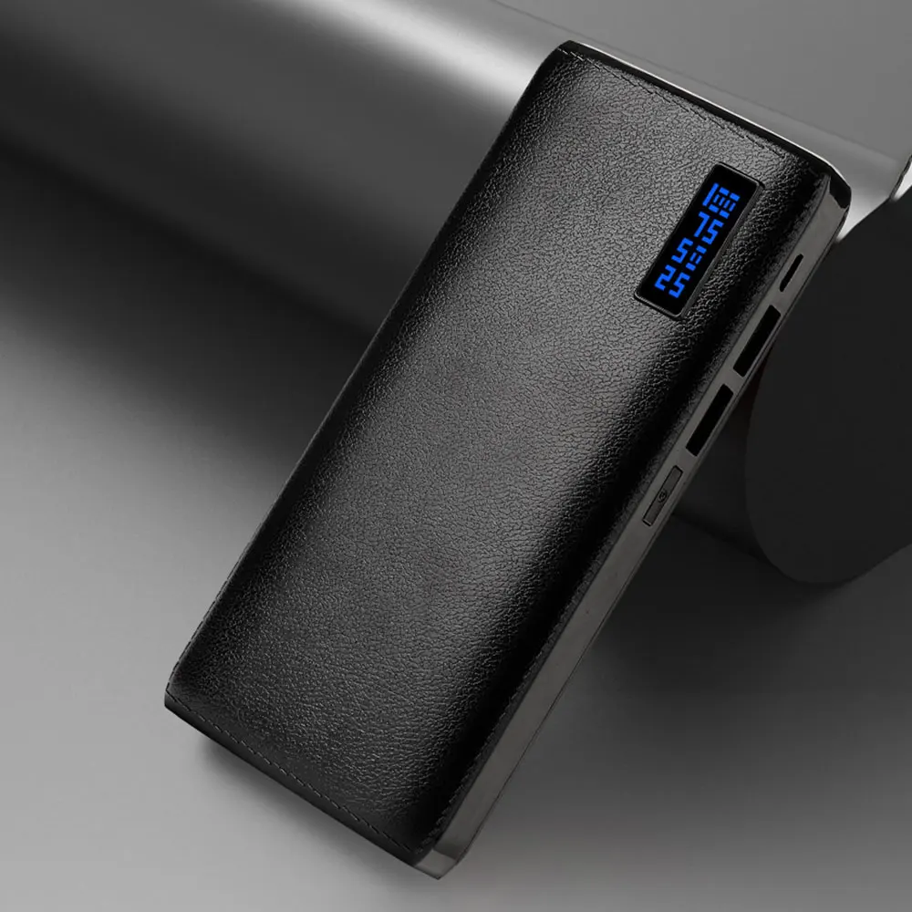 Внешний аккумулятор 10000 мАч с цифровым дисплеем двойной USB внешний кожаной