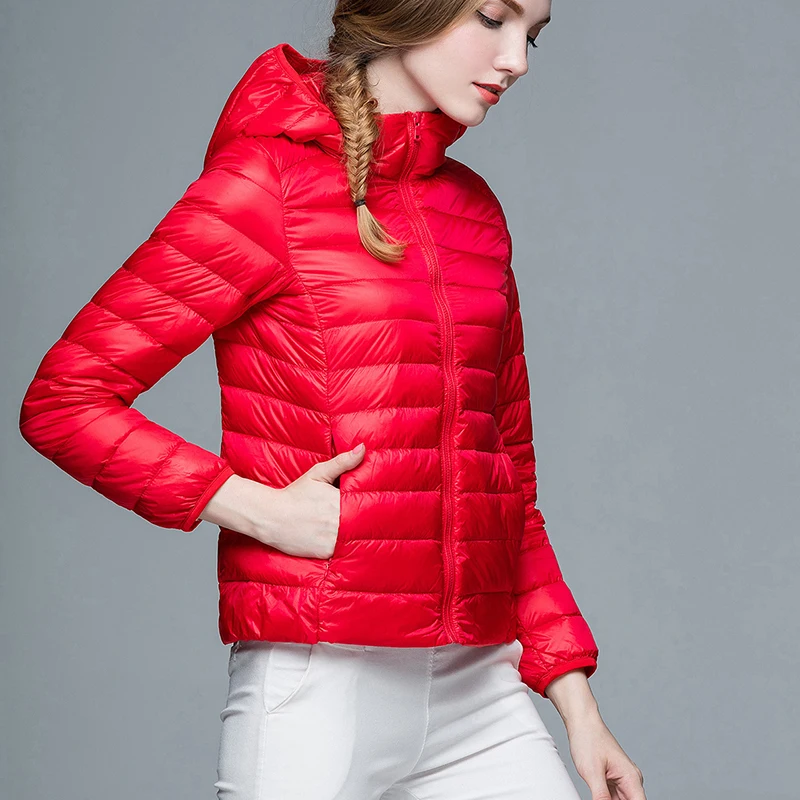 Brightred Самокультивирование легкомысленный короткий Фонд даже шляпа вниз куртки женщины увеличивают удобрение увеличить жир код мм - Цвет: Brightred