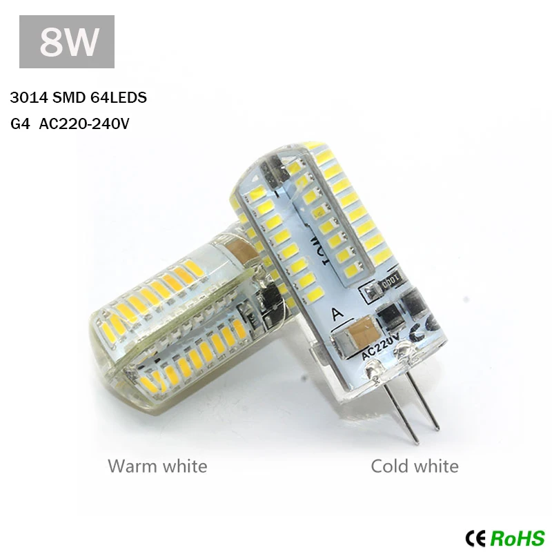 AC DC 12V G4 Светодиодная лампа кукурузная COB 1505 220V SMD 3014 светодиодная на 360 градусов
