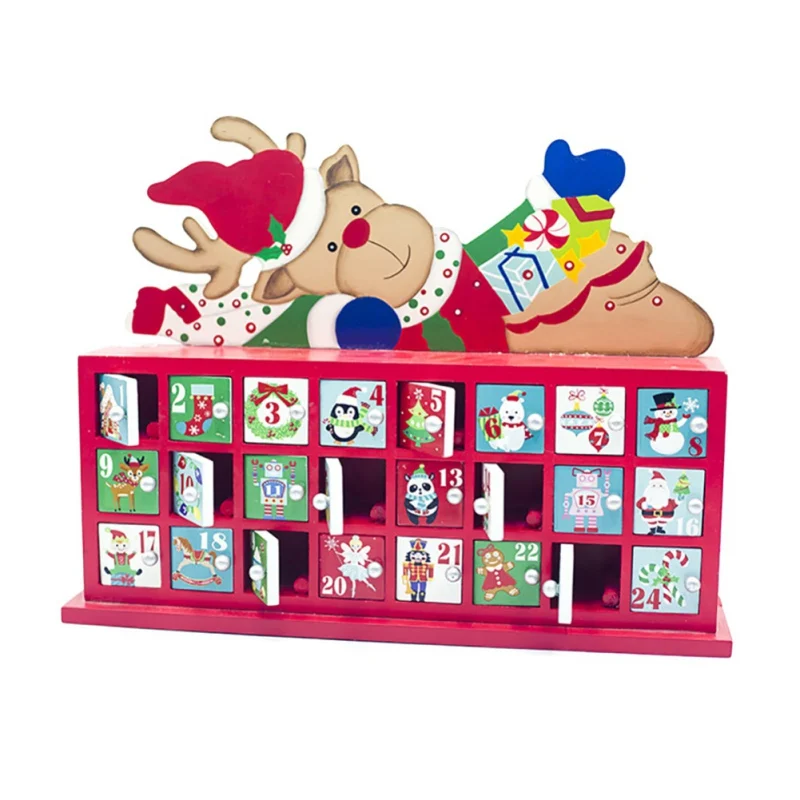 

Christmas Gift Ornament Toy Table Wooden Decor Calendar 24 Drawers Countdown Candy House Storage Box For Kids