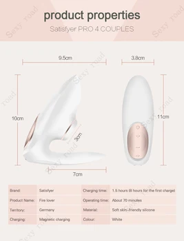 Germany Satisfyer Pro 4 Rechargeable Couple’s Sucking Vibrator Clitoris Stimulation Sucker G Spot Stimulator sex Toys for Woman