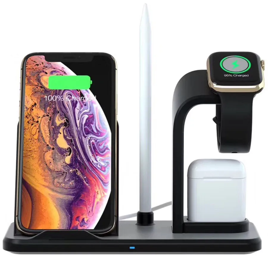 Qi 3 в 1 быстрая зарядка для iPhone и AirPods для наручных часов Apple watch 4/3/2/1 быстрая Индукционная беспроводной телефон Зарядное устройство зарядная станция Док-станция