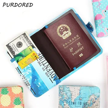 

PURDORED 1 Pc Cartoon Passport Cover Cute Flamingo Passport Case Men Women PU Leather Travel Passport Holder Case Card Pouch