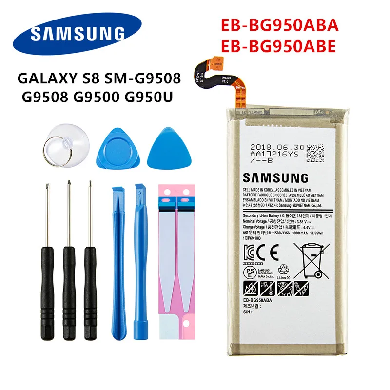 SAMSUNG Orginal EB-BG950ABE EB-BG950ABA 3000mAh Battery For Samsung Galaxy S8 SM-G9508 G950T G950U/V/F/S G950A G9500 G950 +Tools 5000mah battery phone