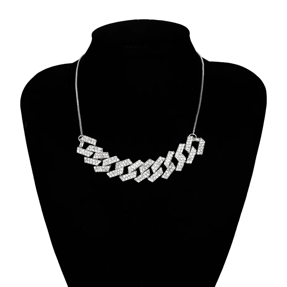 Silver Necklace Lacteo, панк, блестящие стразы, воротник, колье, ожерелье, ювелирное изделие для женщин, модное, золотое, хрустальное, цепочка для ключицы, Очаровательное ожерелье, подарки - Окраска металла: Silver Necklace