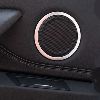 

Door For BMW X1 F48 16-18 Speaker Ring Cover Car Interior Trim Frame Decor 4pcs Sticker Kit Replacement Silver