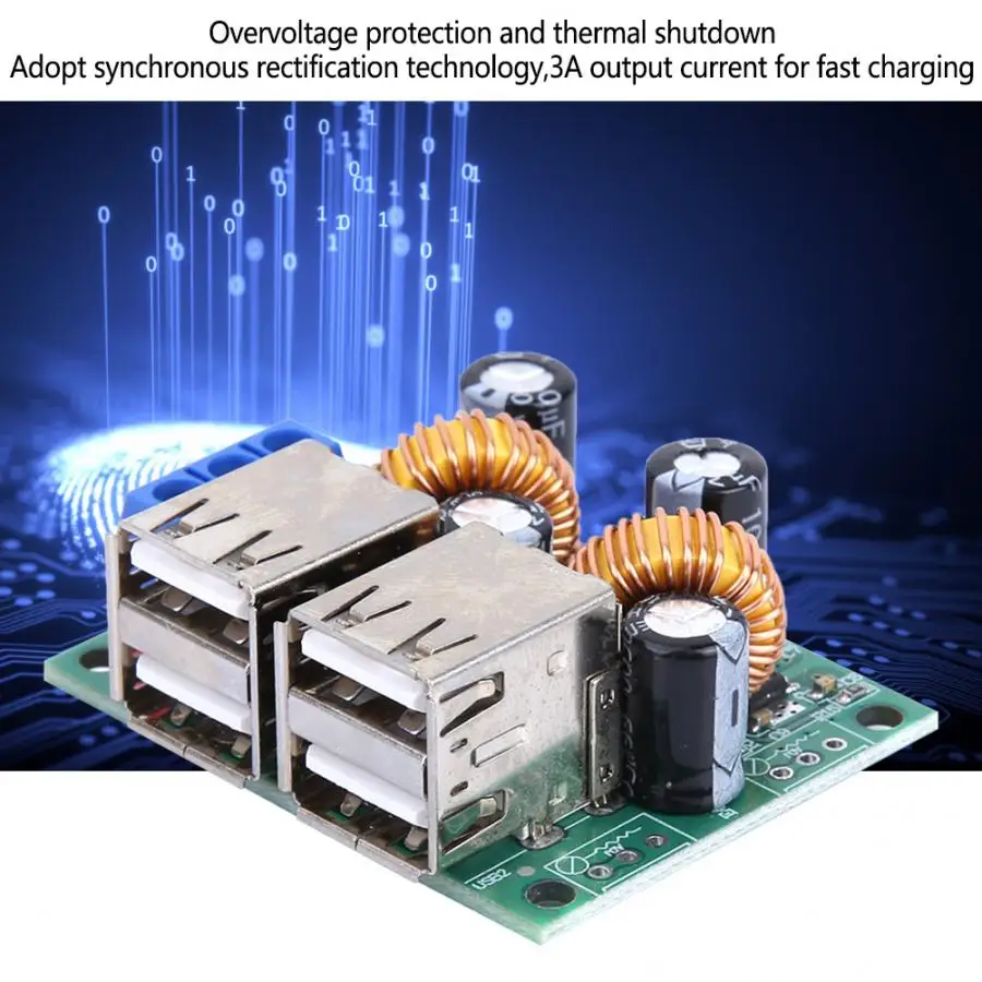 Модуль зарядного устройства USB 7-40V до 5V 3A 4 USB интерфейс Автомобильное зарядное устройство Buck модуль понижающая плата