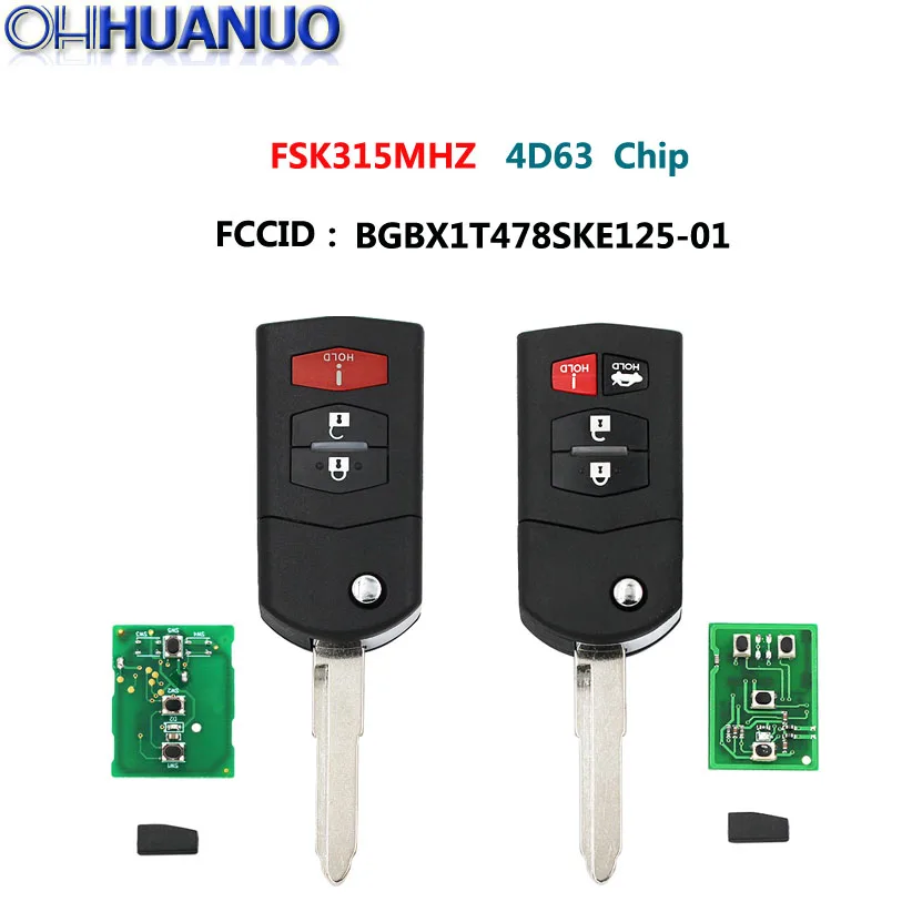 3/4 кнопка складной дистанционный ключ для Mazda 5 2 3 CX 7 9 FSK315MHZ 4D63 80 бит чип FCCID: