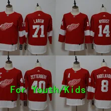Молодежная вышивка прошитая Детройт Красный#71 Dylan Larkin 40 Henrik Zetterberg 14 Gustav Nyquist 8 Джастин Абделькадер Дети Джерси
