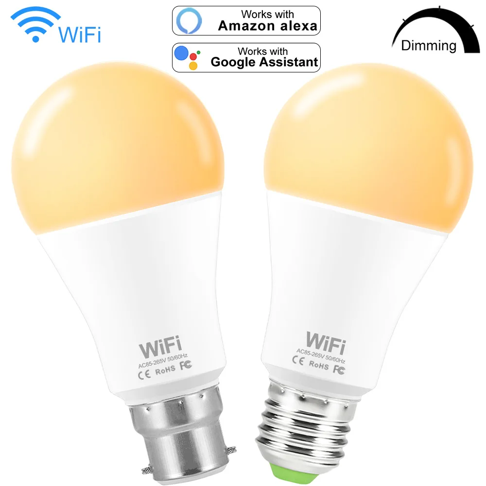 

AC 85-265V LED WiFi Smart LED Bulb E27 B22 lamp light Amazon Alexa Echo Google Home Assistant APP Control in home network