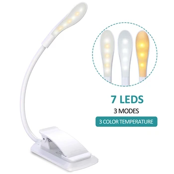 

Reading Lamp Book Clamp, Contact Switch Clamp Lamp USB Rechargeable, 7 LEDs Book Lamp, 360 ° Flexible Eye Protection Mini Clamp