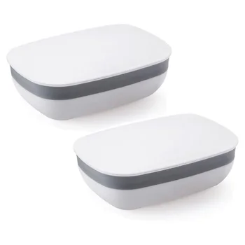

Travel Soap Holder Dish Case with Strong Sealing, Portable Leak Proof - White Pack of 2