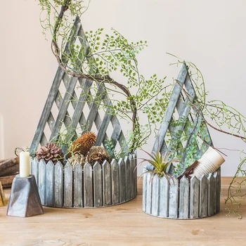 

Solid Wood Climbing Frame Home Furnishings Flower Stand Flower Pot Vase Wall-mounted Flower Blue Decorative Crafts Fence Storage