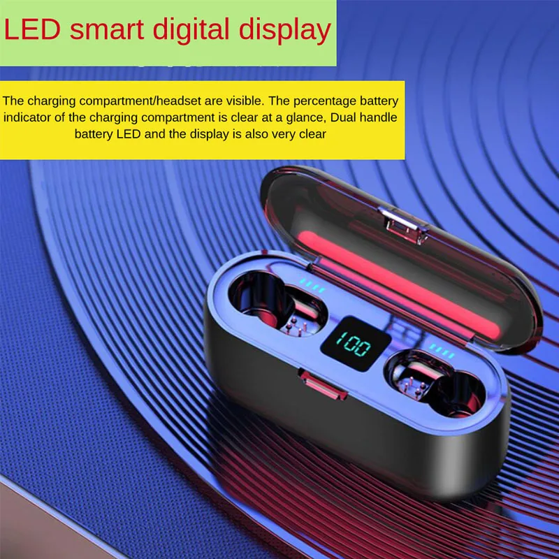 X Q32 TWS Bluetooth 5 0 Earphones LED Display Fingerprint Touch Headset HiFI Stereo Ln Ear Earbuds Wireless Headphones For Sport