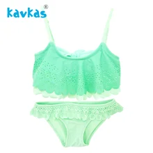 Комплект бикини для маленьких девочек, летний купальный костюм, купальный костюм зеленого цвета из двух предметов, детский раздельный пляжный купальный костюм