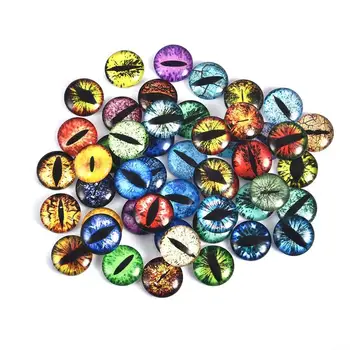 

50pcs 12mm Round Glass Cabochon Lucky Evil Eye Dragon Cat Eye Dome Flat Back For Necklace Earrings Pendant Jewelry Making