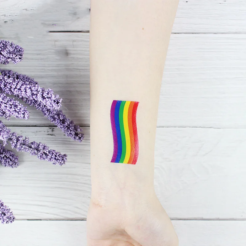 Tattoo Sticker Temporary Tattoos 20pcs/Set Rainbow Temporary Tattoo Colorful Pride Day Stickers No Repeat Waterproof LGBT Body Art Disposable tatouage temporaire