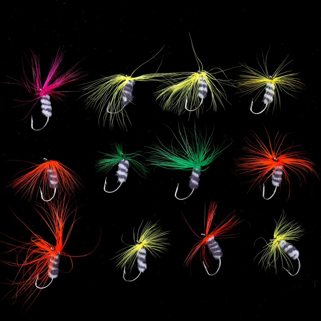 12Pcs Colorful Assortment Dry Trout Fly Fishing Flies for Trout Bass Salmon