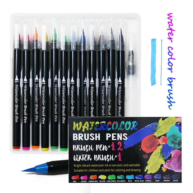 72 цвета акварельные кисти ручки художественные маркеры ручки для рисования раскраски манга каллиграфия школьные принадлежности канцелярские принадлежности - Цвет: 12 Color