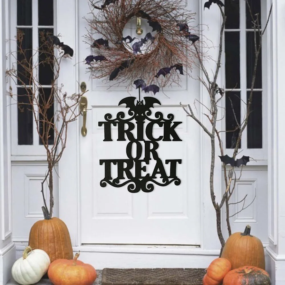 

`Home Party Trick Or Treat Hanging Decor Non-woven Spooky Witch Bat Door Signs Halloween Party Decor Hanging Props Party Decor