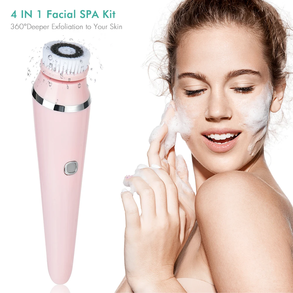 

Electric 4in1 Face Cleansing Brush Sonic Blackhead Exfoliating Silicone Face Cleaner Skin Tightening Massage Home SPA Skin Care