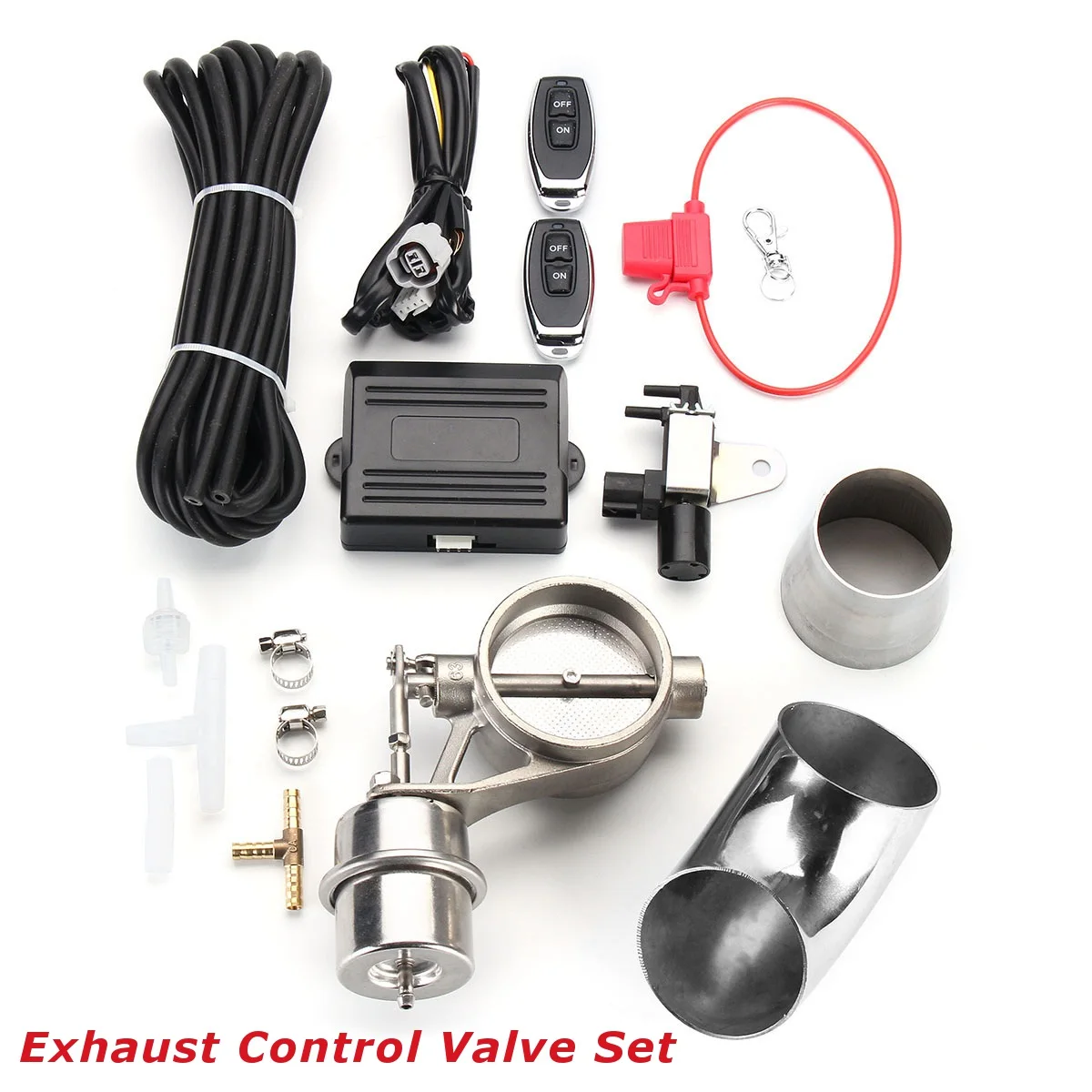 

2.5 Inch 2.5" 63mm Car Air Pipe Close Style Steel Exhaust Remote Control Valve Set With Vacuum Actuator Car Sound Adjustable