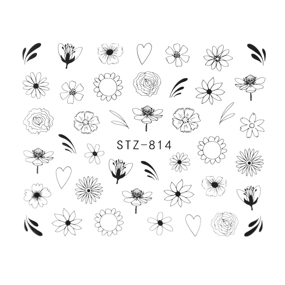 Nail Stickers Sliders For Nails For Manicure Decor Nails Set Nail Design Sliders Flower Leaf Tree Green Nail Art Watermark Decal
