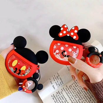 

Cute Cartoon Soft Silicone Earphone Case For Apple Airpods Headphones for Airpods 1/2 Case Sequin Protective Cover with strap