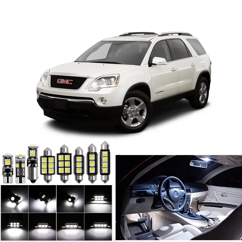 

15pcs Auto Interior LED Lights Bulb Kit For 2007 2008 2009 2010 2011 2012 GMC Acadia Map Dome License Plate Vanity Mirror Light
