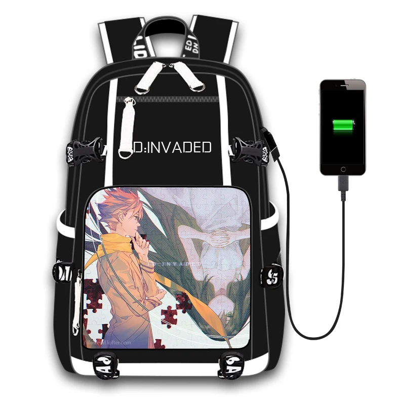 

ID:INVADED USB Port Backpack Bags Laptop School Travel Book Bags Students Casual Laptop Girls Boys Rucksack Gift