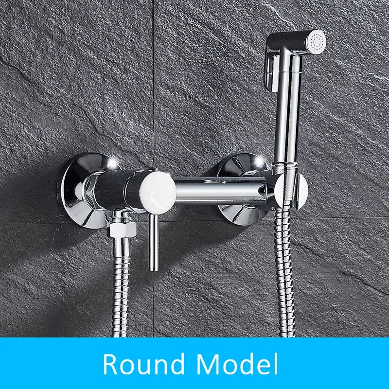 vidric wall mount bidet faucets brass bathroom shower tap bidet toilet sprayer washer tap mixers muslim shower ducha higienica - Цвет: Round Model