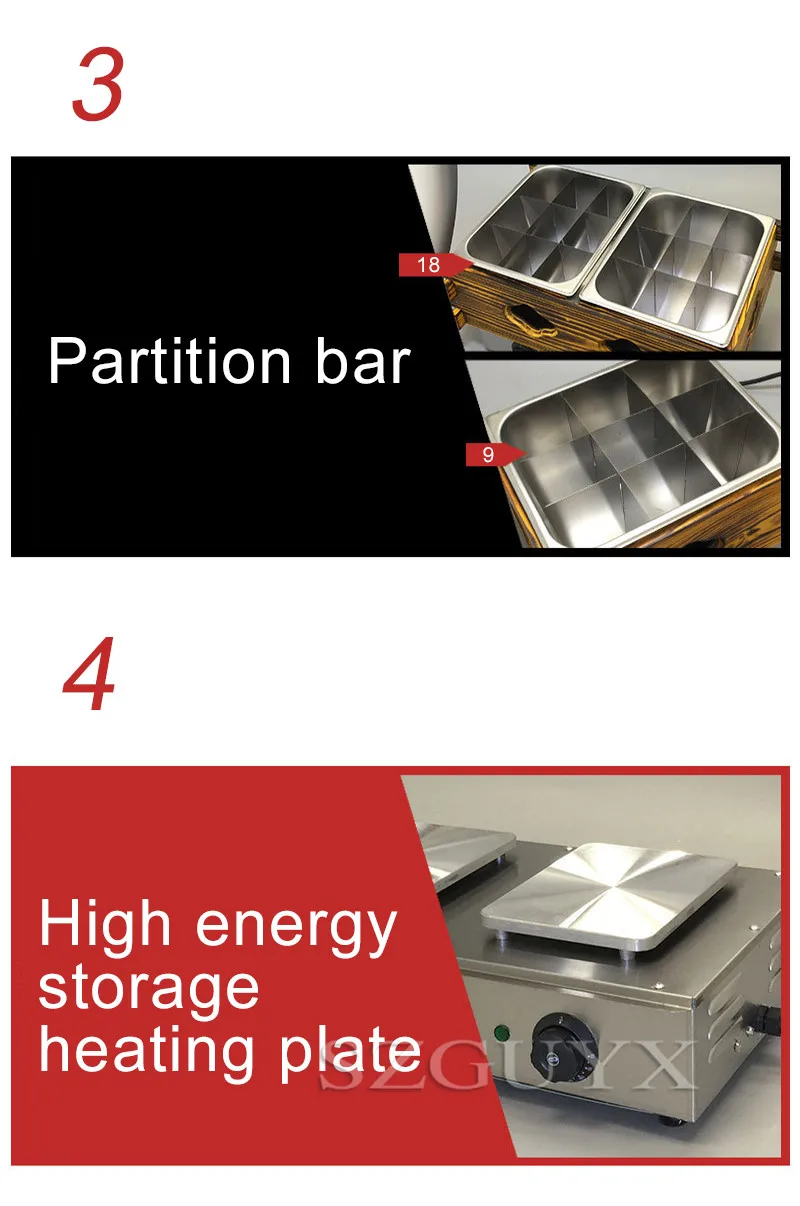 220V многоцелевой многофункциональный противоскользящий дизайн деревянная коробка Oden вареные Мобильная электрическая тележка для подогрева Горячая Oden острая закуска