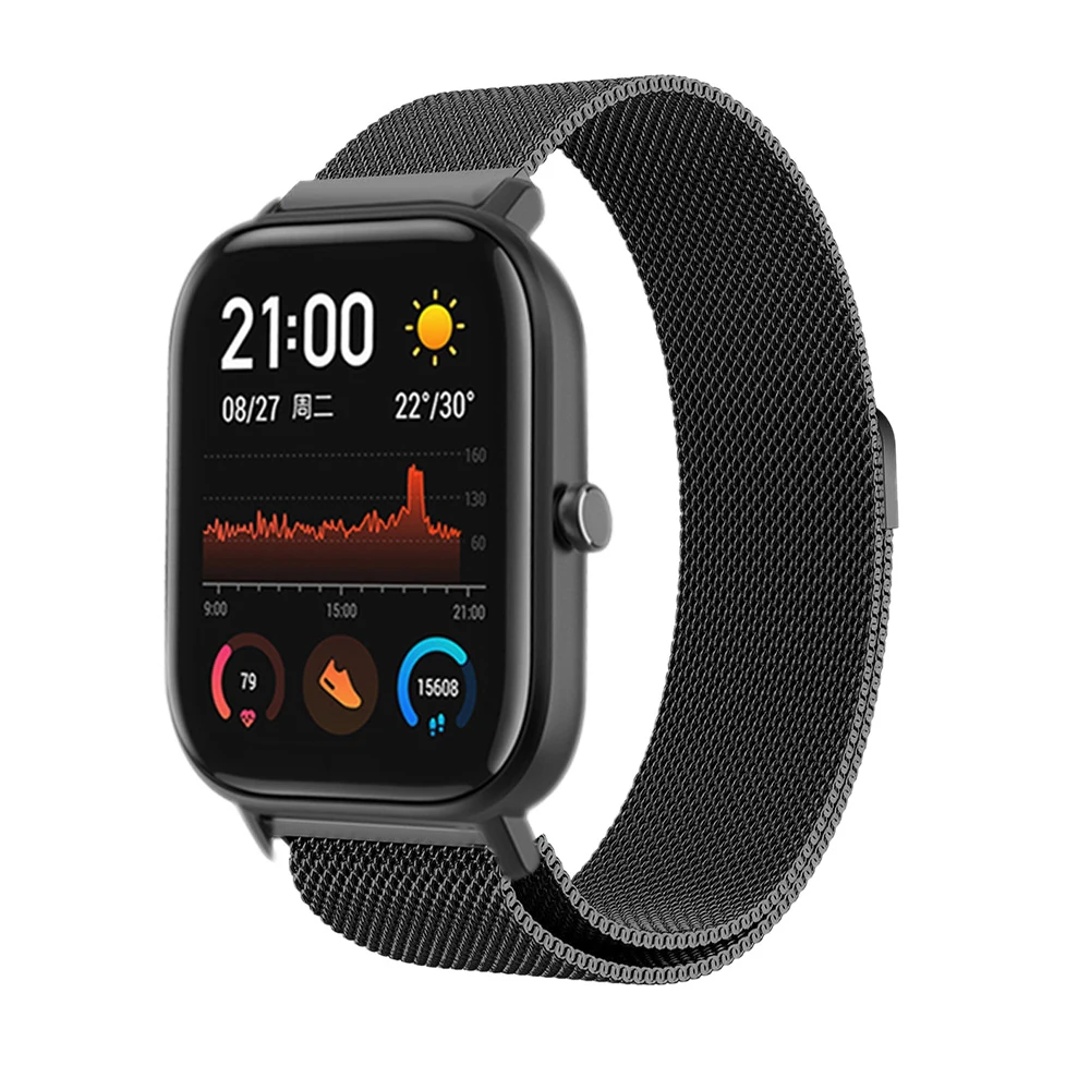 Браслет для Amazfit gts ремешок Миланская петля ремешок для часов для Huami Amazfit bip gtr 42 мм 47 мм металлический ремешок из нержавеющей стали