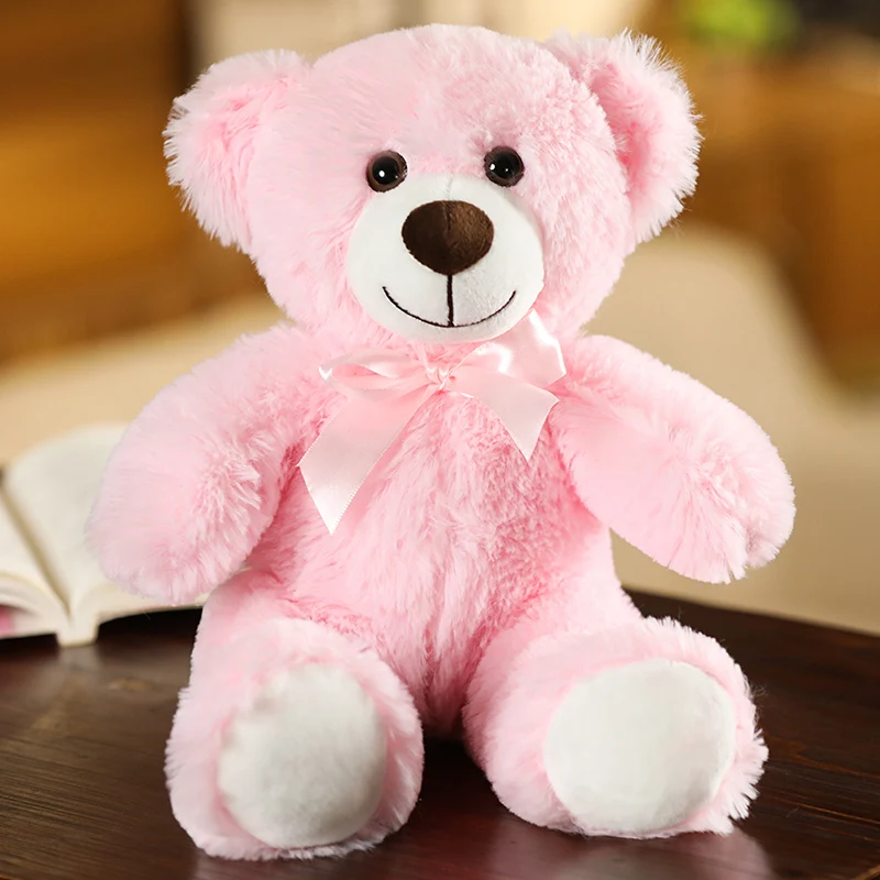 thumbnail image 1 of Oso de peluche con pajarita de colores, bonito y de 35 cm, para abrazar, regalo de cumpleaños para niños, almohada, osito de peluche para el hogar, la sala de estar y el dormitorio, 1 of 5