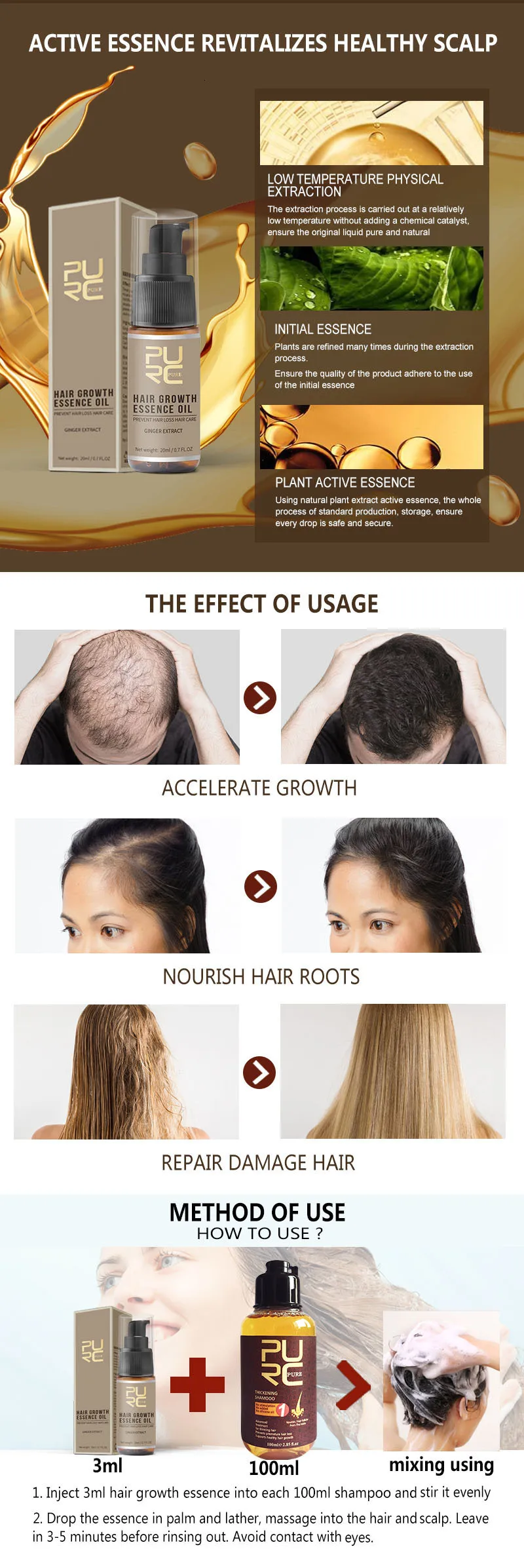 Purc Rapid Hair Growth Hot Hair Treatment Loss Of Essence Oil Hair Help For Hair Growth Watch 20 Ml Hair