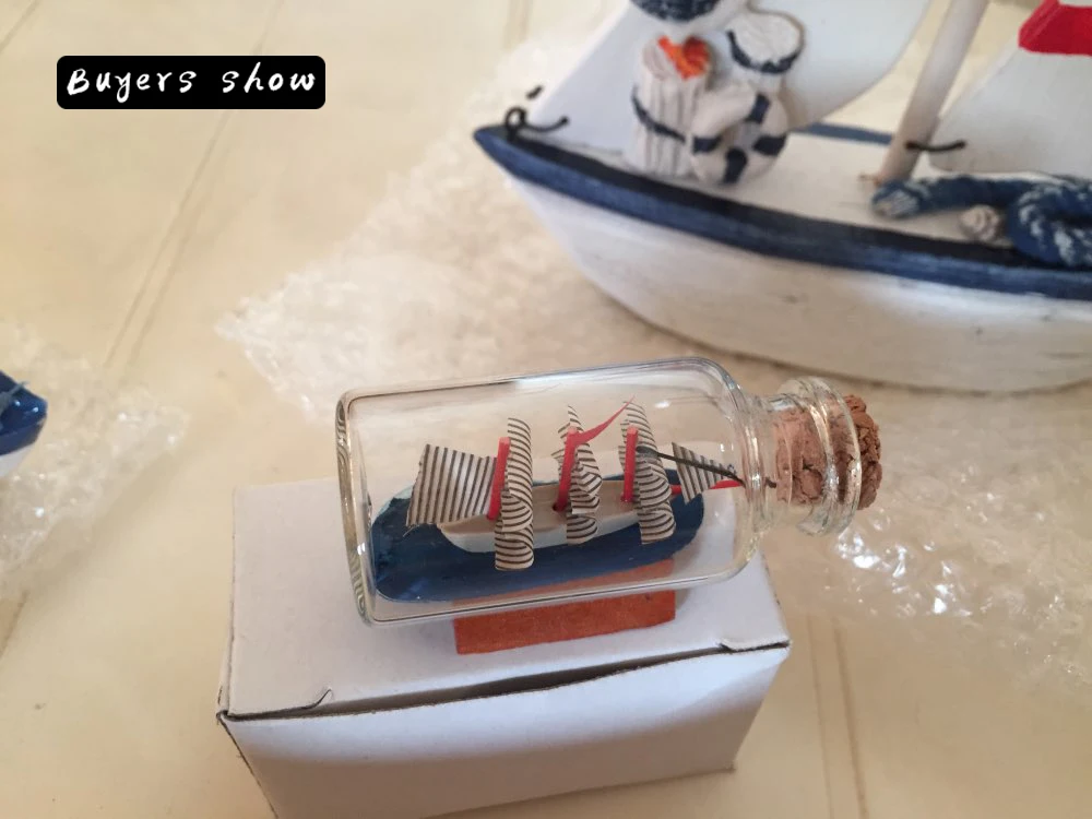 Home Decor Mini Sailing Pirate Boat Ship Small Wood Cork Glass Drift Charm Wishing Bottle Vial Valentine's Day Gift 6